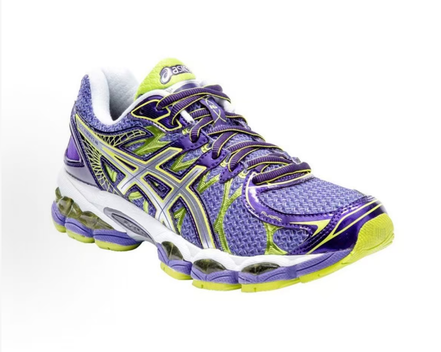 Gel-Nimbus 16 Purple Lime Silver - Front Angled Both Shoes View