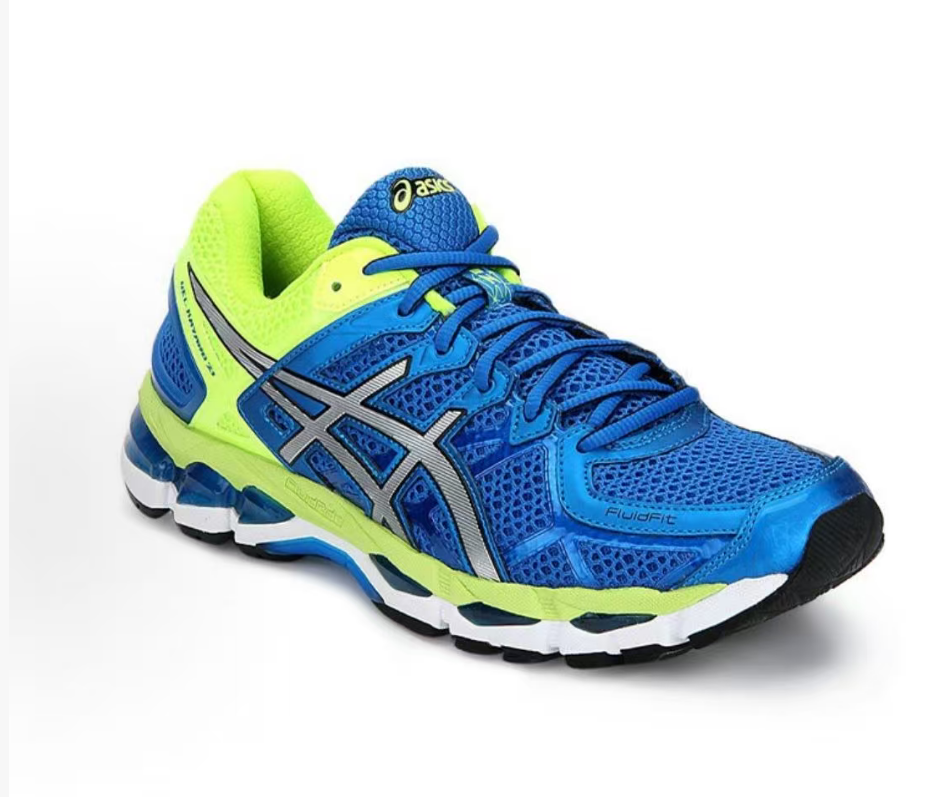 Gel-Kayano 21 Blue Lime - Front Angled Both Shoes View